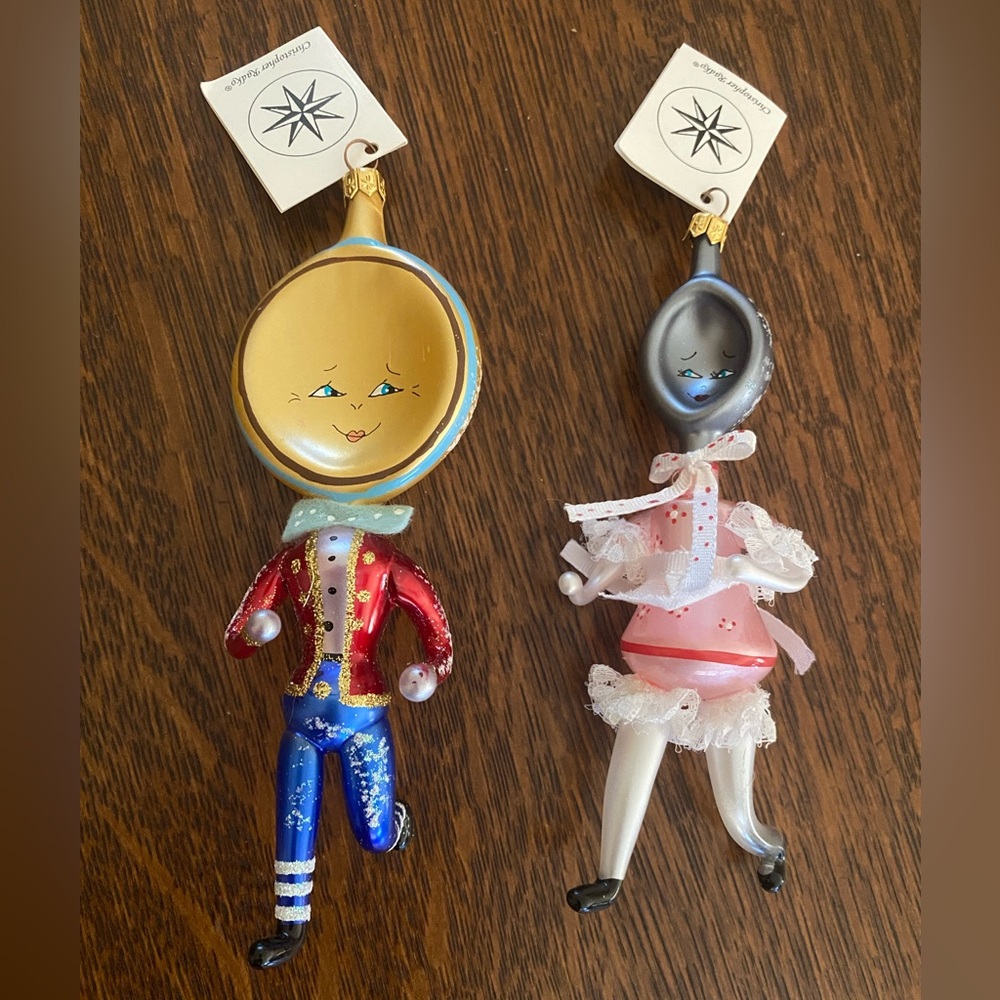 Christopher Radko “Runaways” Dish & Spoon nursery rhyme ornaments set #97-441-0